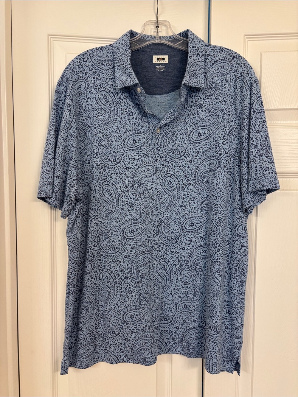 Joseph Abboud Light Blue Paisley Polo Shirt Large
